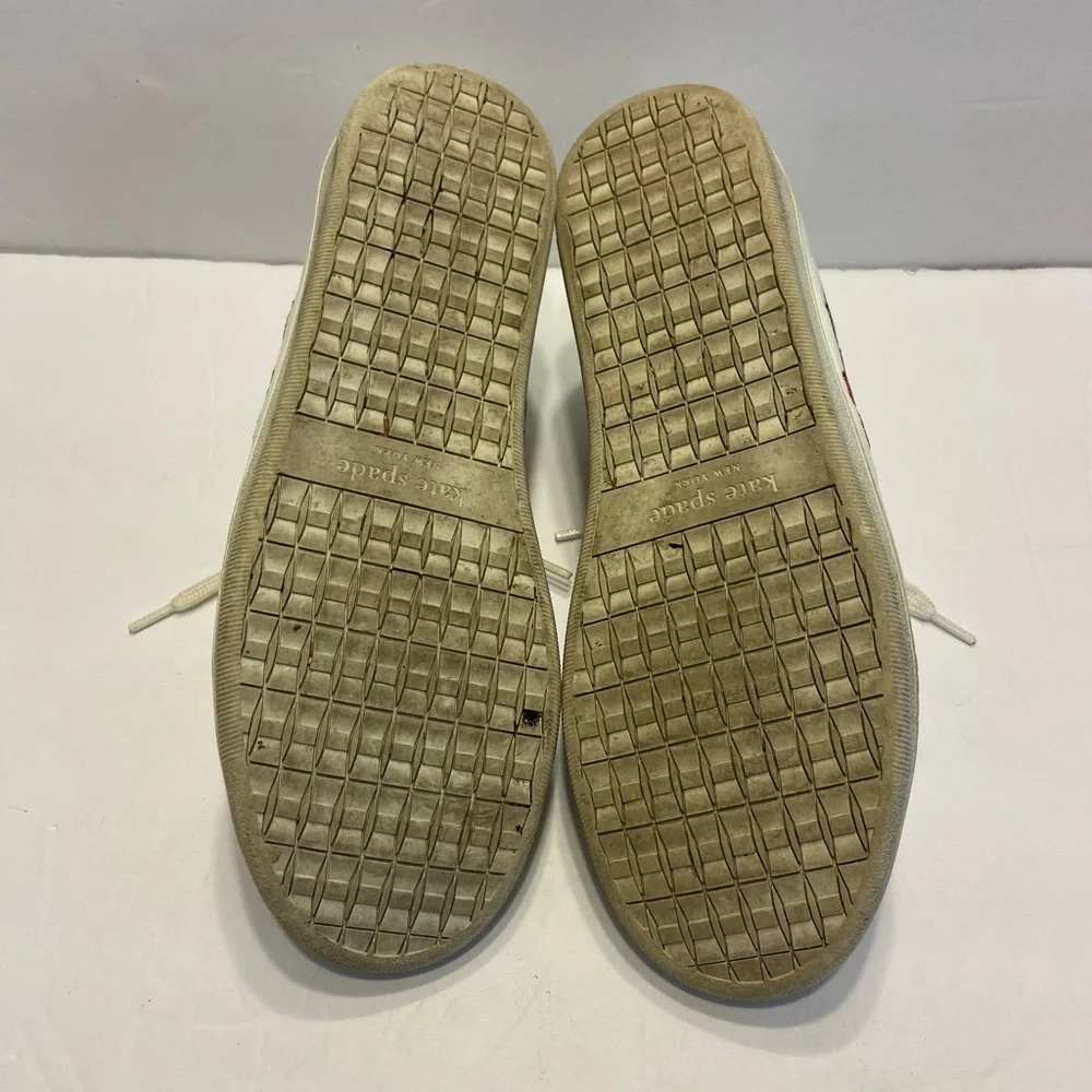KATE SPADE EVERHART FLORAL LEATHER SHOES EMBROIDERED WHITE SNEAKERS SIZE 9.5
